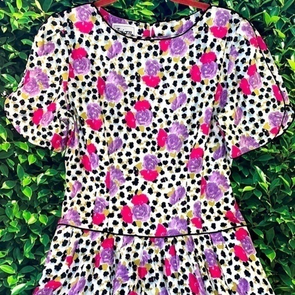 STUNNING Vintage Em Elle Bold Print Floral Dress - Picture 3 of 11